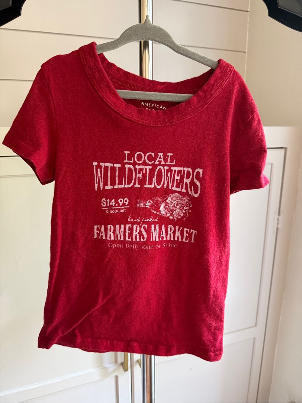 American Eagle Local Wildflowers Graphic Tee Red XXS